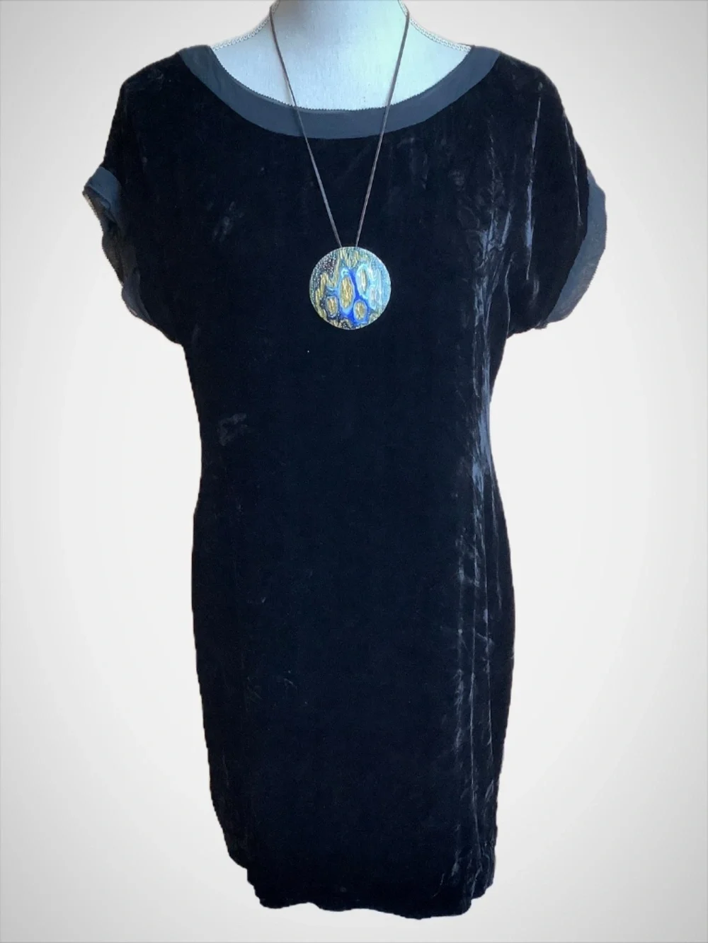 BANANA REPUBLIC Black Crushed Velvet Sheath Dress M Holiday Whimsigoth - Picture 1 of 12